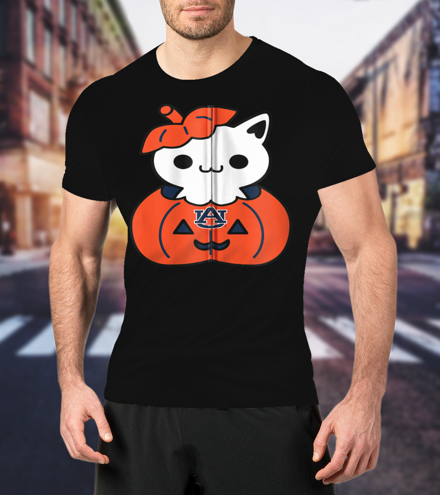 Auburn Tigers Cat In Pumpkin Halloween T-Shirt