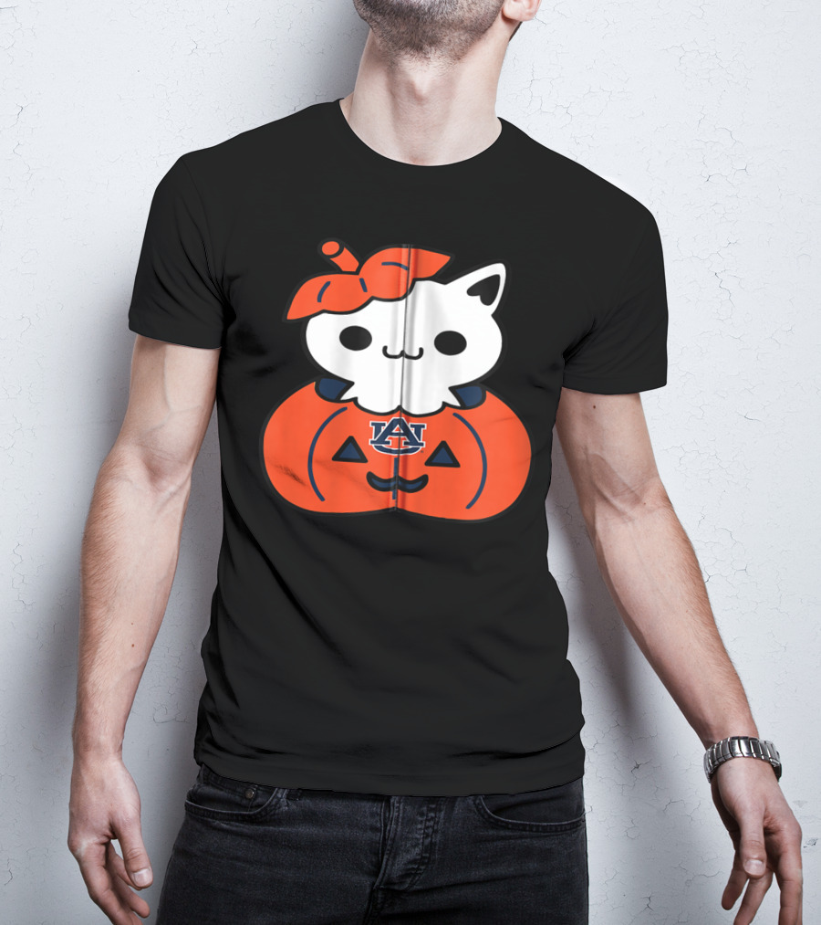 Auburn Tigers Cat In Pumpkin Halloween T-Shirt