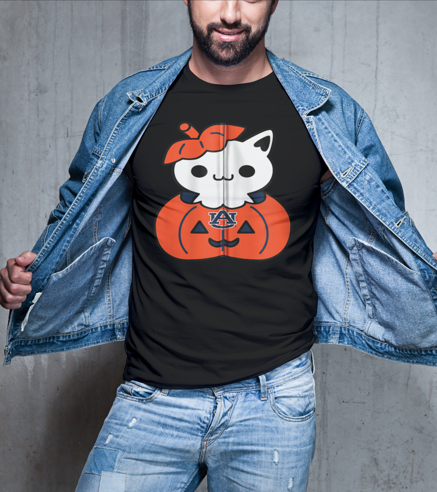 Auburn Tigers Cat In Pumpkin Halloween T-Shirt