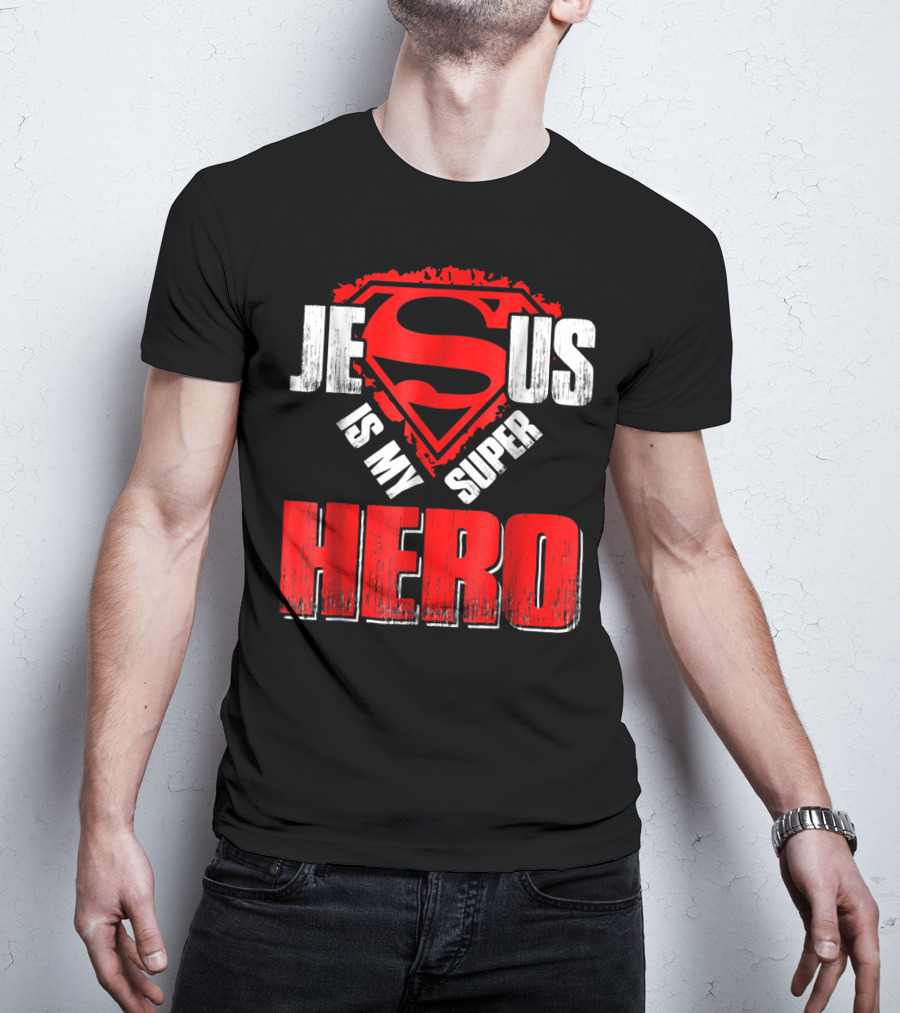 Jesus Is My Super Hero Superman Shield T-Shirt