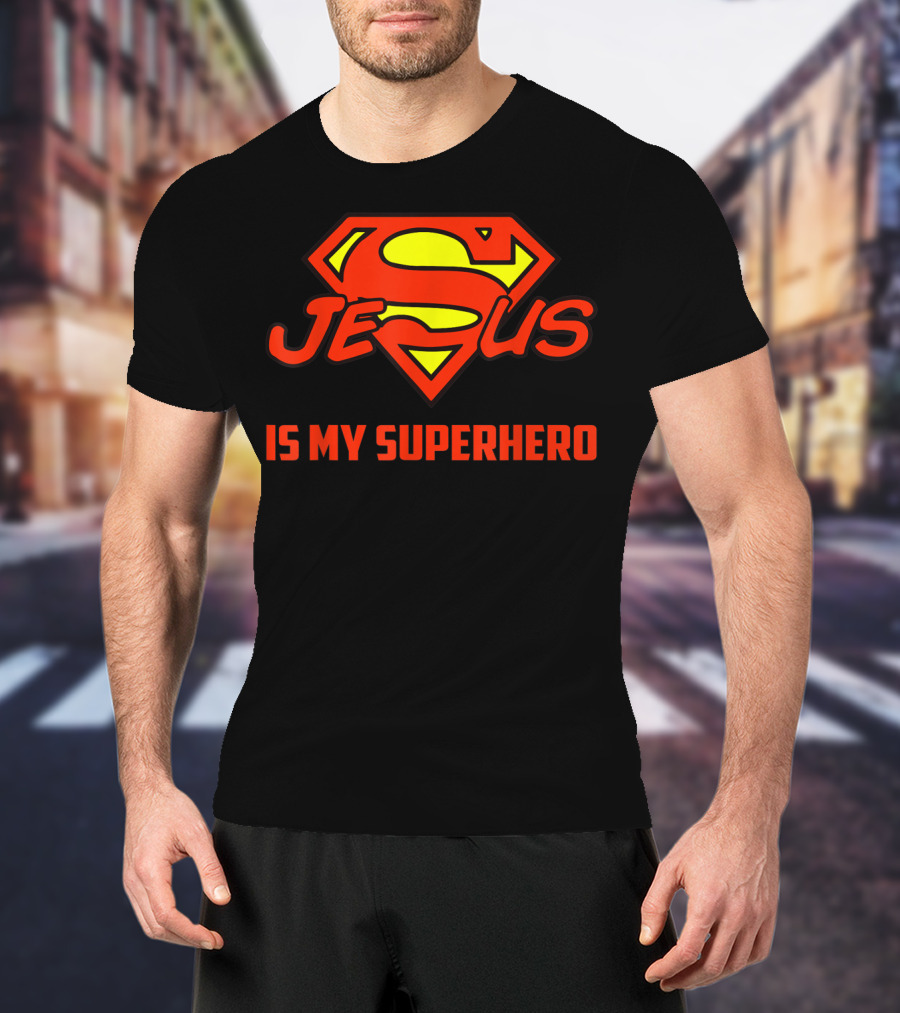 Jesus Is My Superhero Superman Logo Style Christian T-Shirt