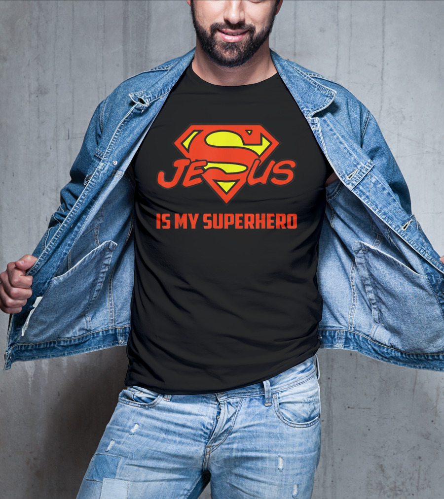 Jesus Is My Superhero Superman Logo Style Christian T-Shirt