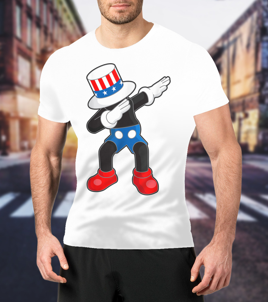 Kaws Mick Mouse Dab Dance Uncle Sam Hat T-Shirt