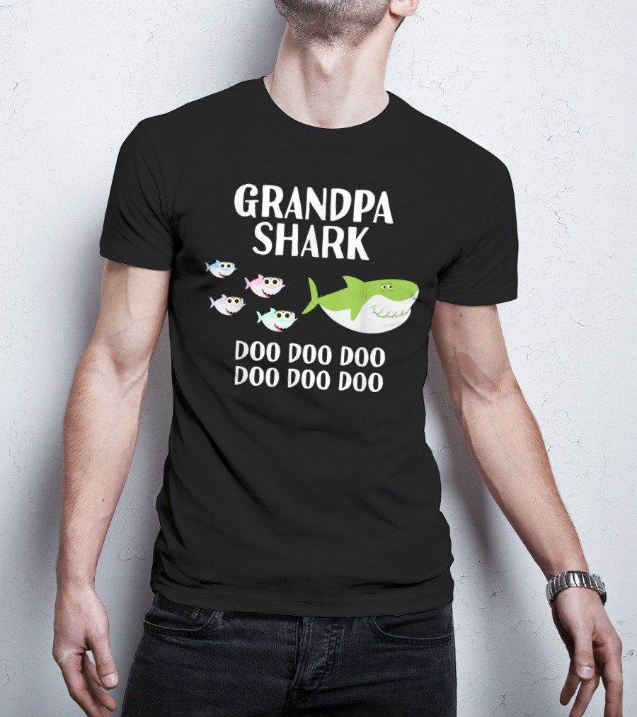 Grandpa Shark Doo Doo Doo Doo With Baby Sharks T-Shirt