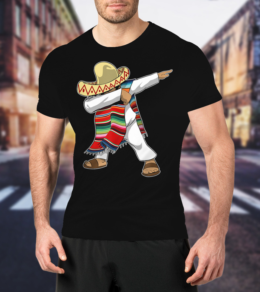 Mexican Poncho Dabbing Sombrero Cinco De Mayo T-Shirt