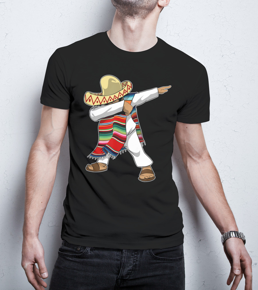 Mexican Poncho Dabbing Sombrero Cinco De Mayo T-Shirt