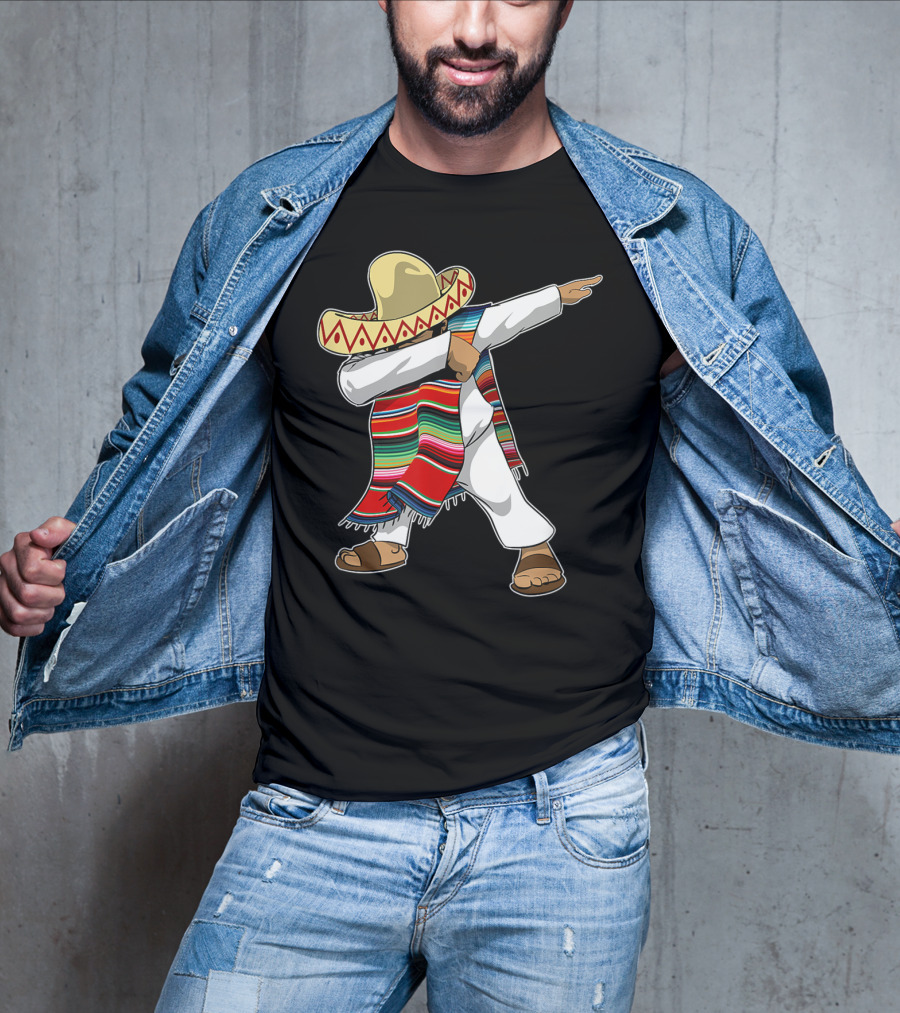 Mexican Poncho Dabbing Sombrero Cinco De Mayo T-Shirt