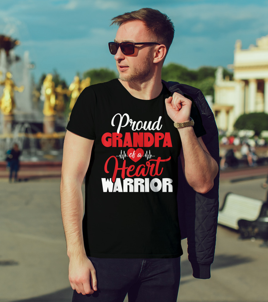 Proud Grandpa Of A Heart Warrior CHD Awareness T-Shirt