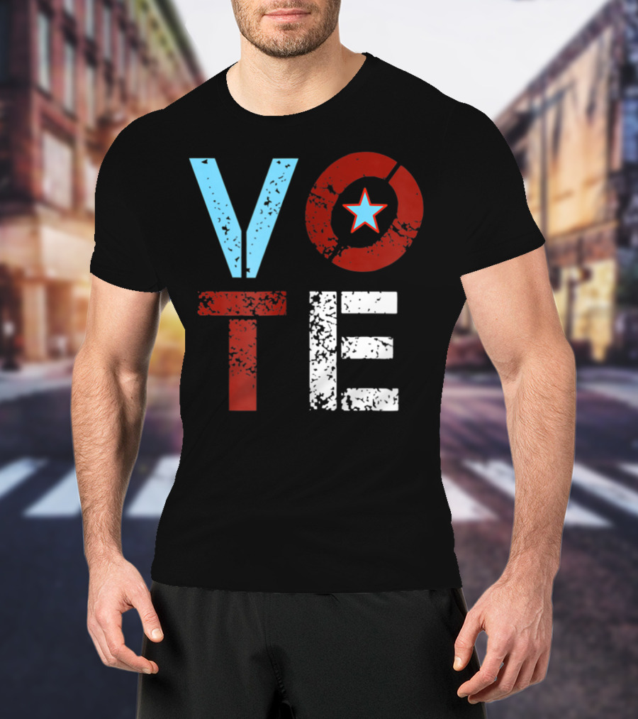 Vote With Retro Star In Circle T-Shirt