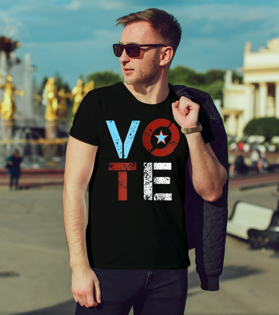 Vote With Retro Star In Circle T-Shirt