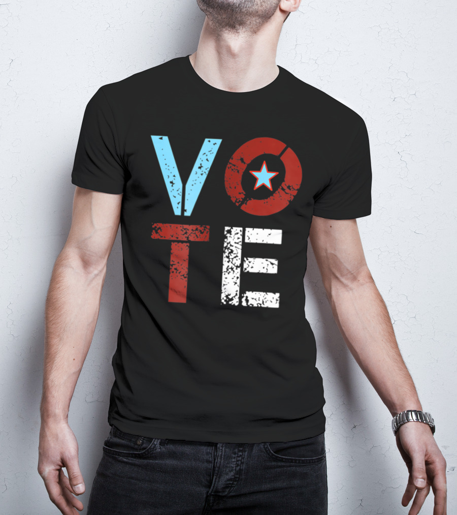 Vote With Retro Star In Circle T-Shirt