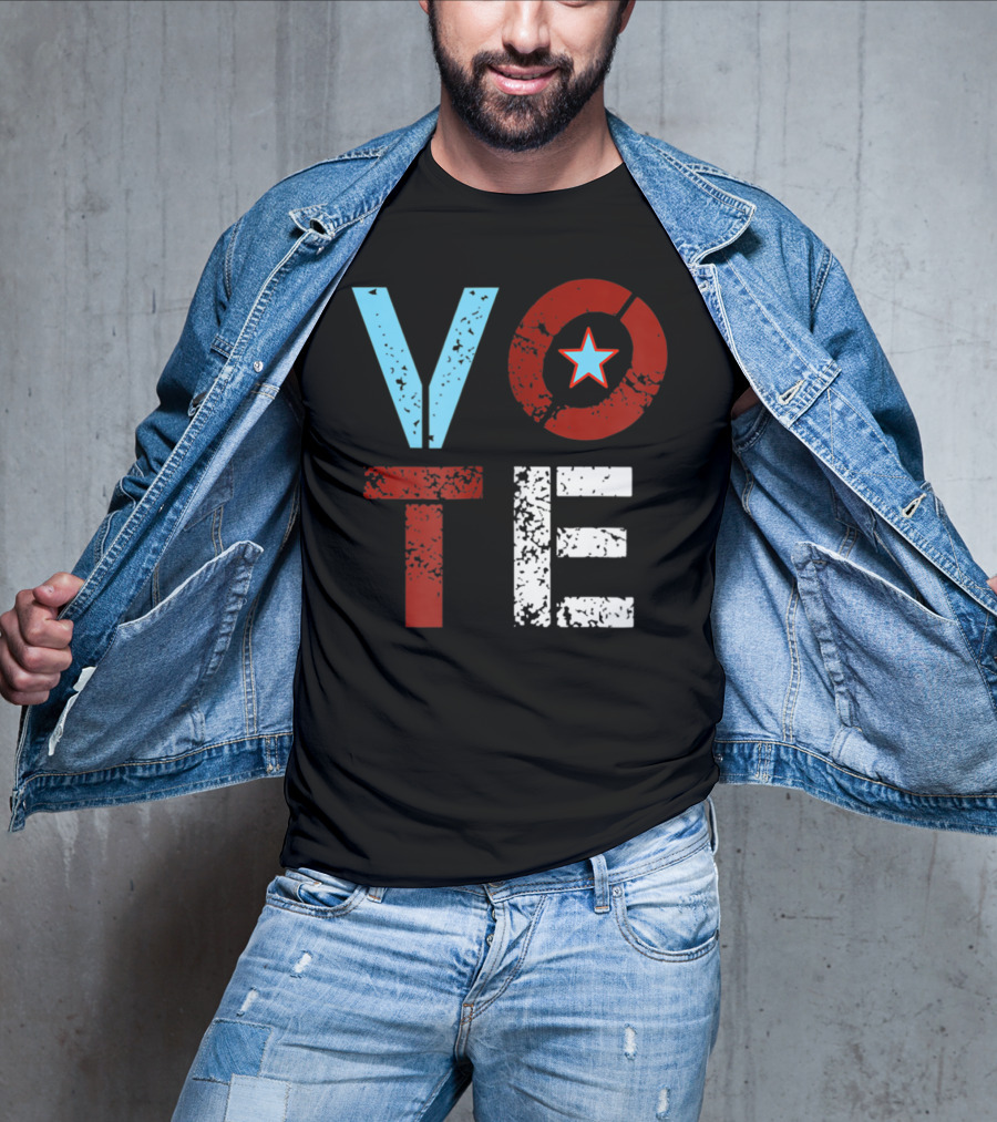 Vote With Retro Star In Circle T-Shirt