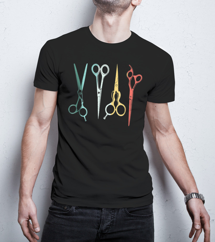 Scissors Hair Stylist Colorful Vintage Tools T-Shirt
