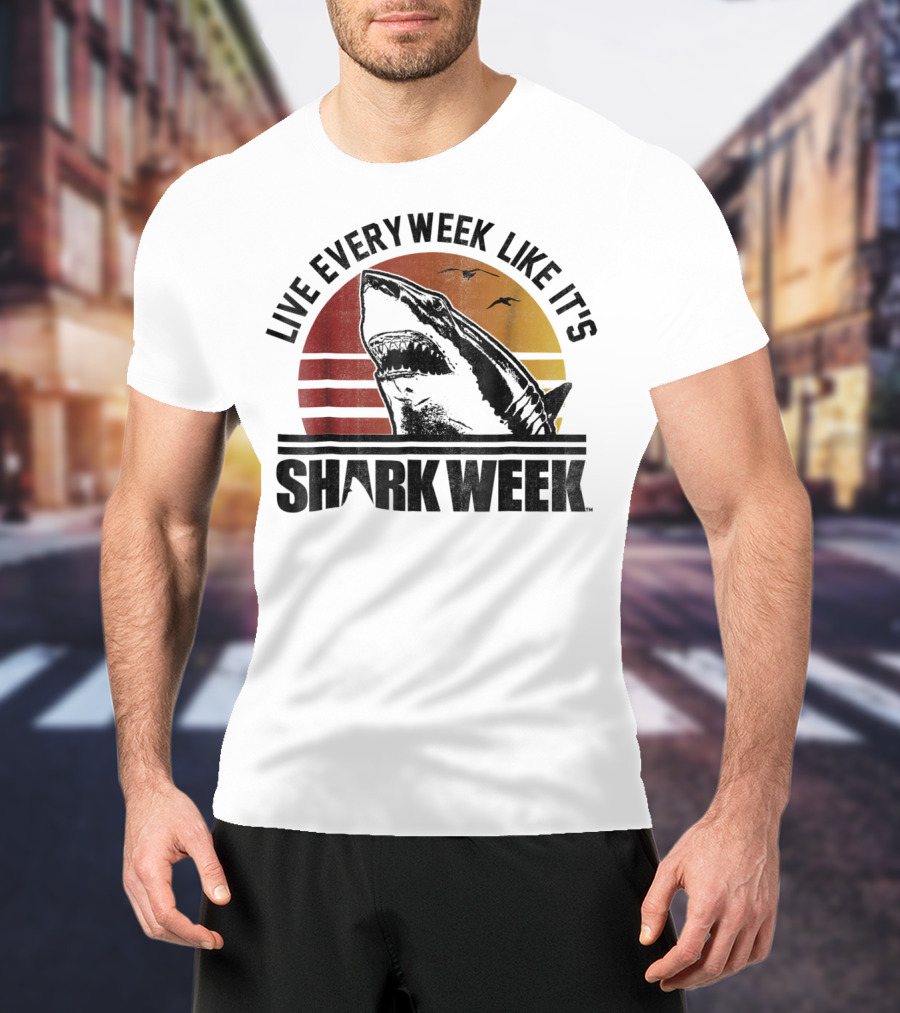 Live Every Week Like It's Shark Week Vintage Sunset T-Shirt