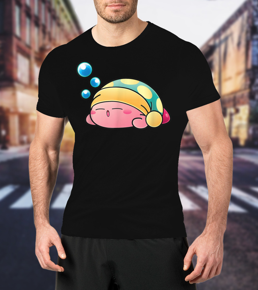 Sleeping Kirby Nightcap Bubbles T-Shirt