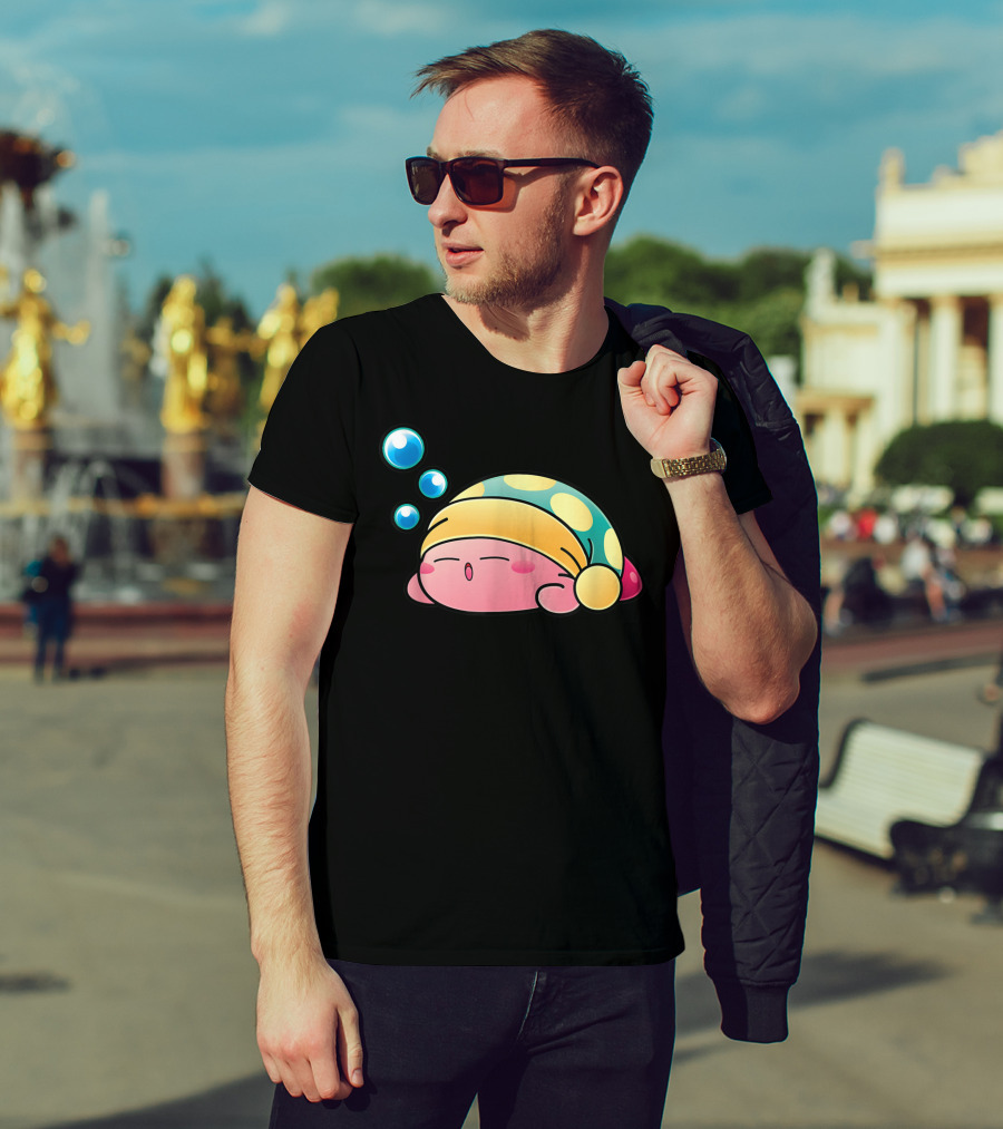 Sleeping Kirby Nightcap Bubbles T-Shirt