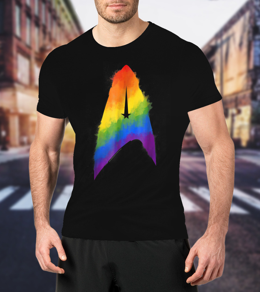Star Trek Discovery Insignia Rainbow Paint Splash T-Shirt