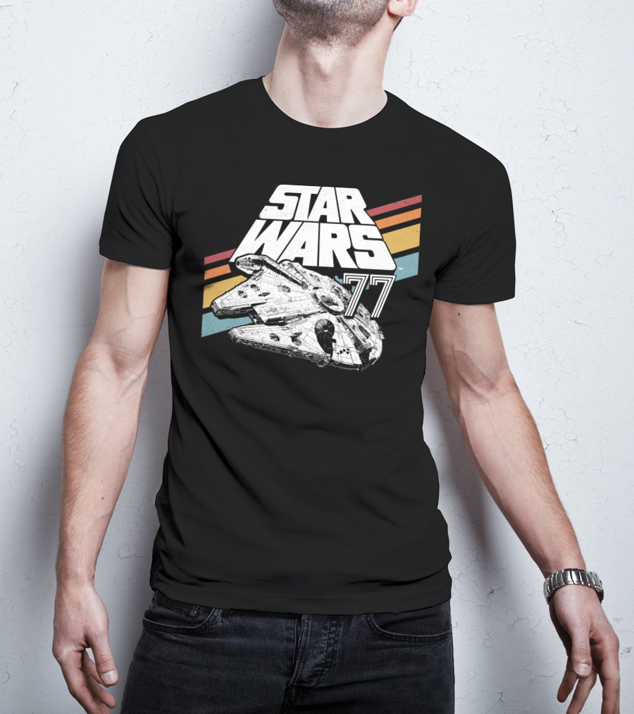 Star Wars 77 Millennium Falcon Rainbow Stripes T-Shirt
