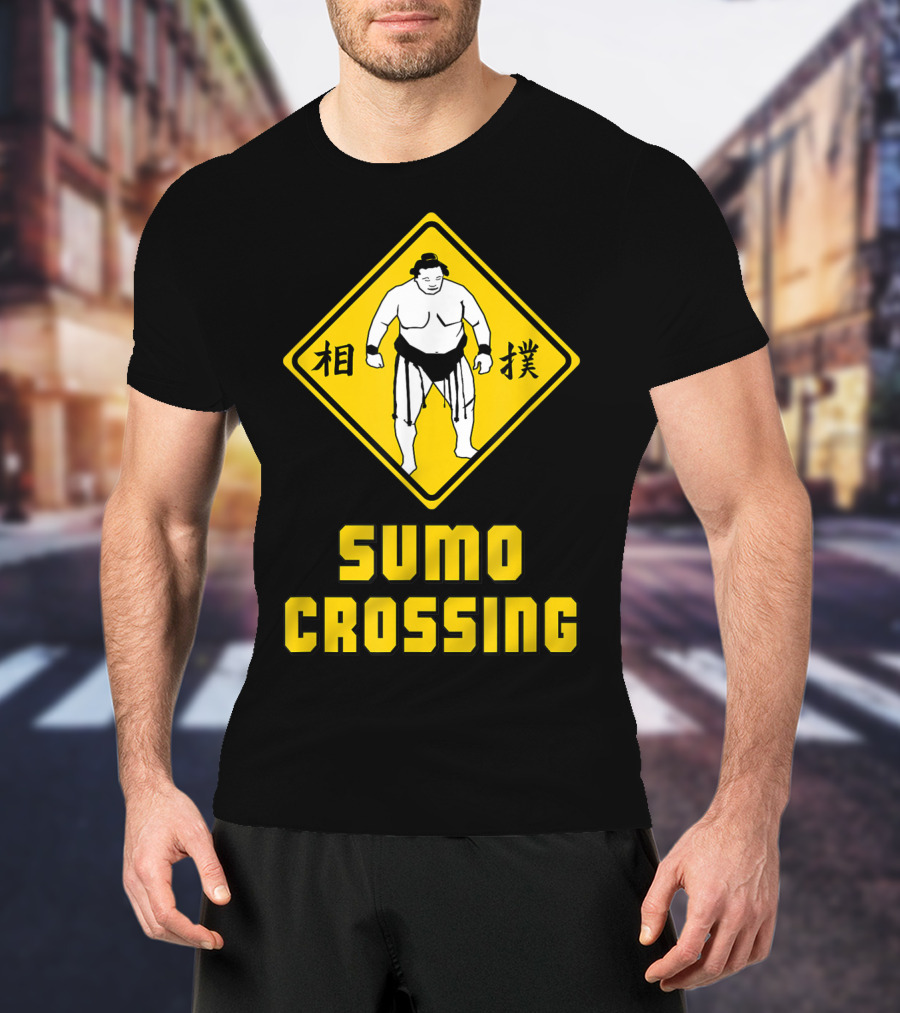 Sumo Crossing Sign Sumo Wrestling Iconic Warning Japan T-Shirt