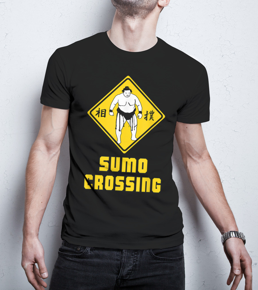 Sumo Crossing Sign Sumo Wrestling Iconic Warning Japan T-Shirt