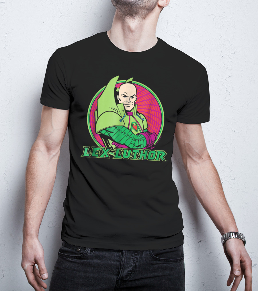Lex Luthor Iconic Supervillain Style In Bold Green And Pink Armored Suit T-Shirt