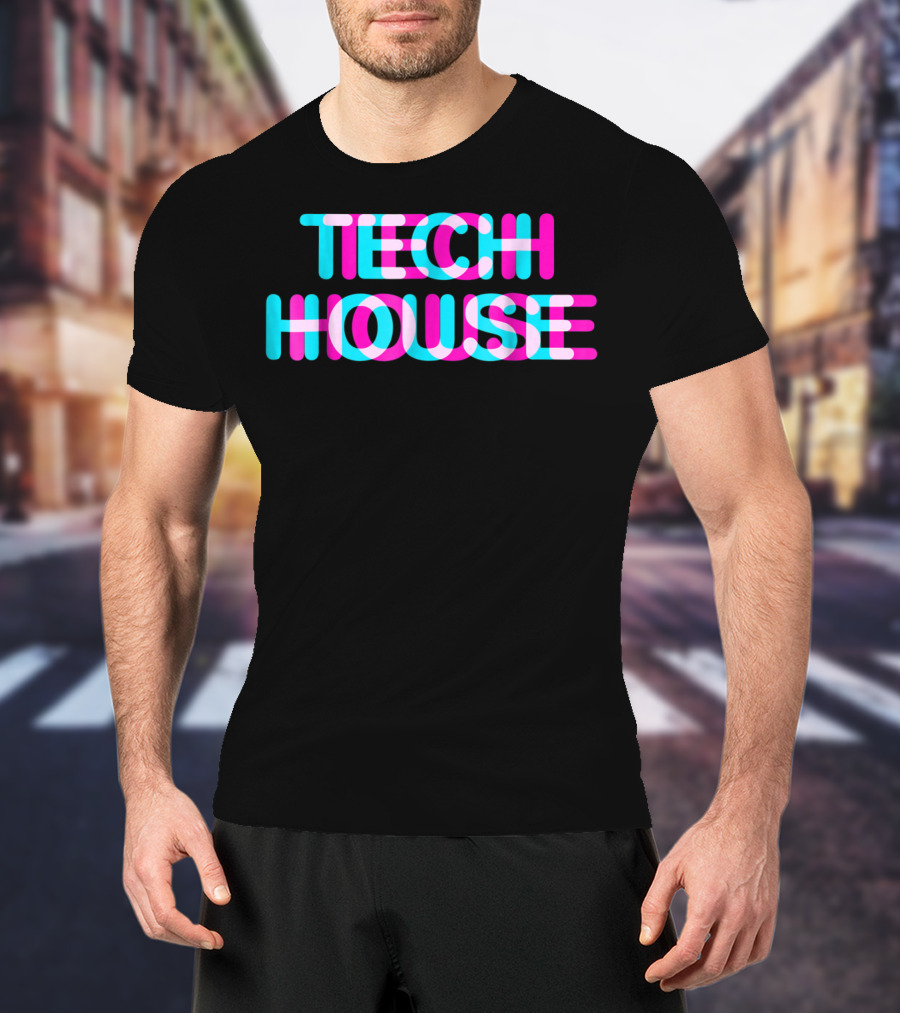 Tech House 3D Discotheque Music Retro Neon T-Shirt