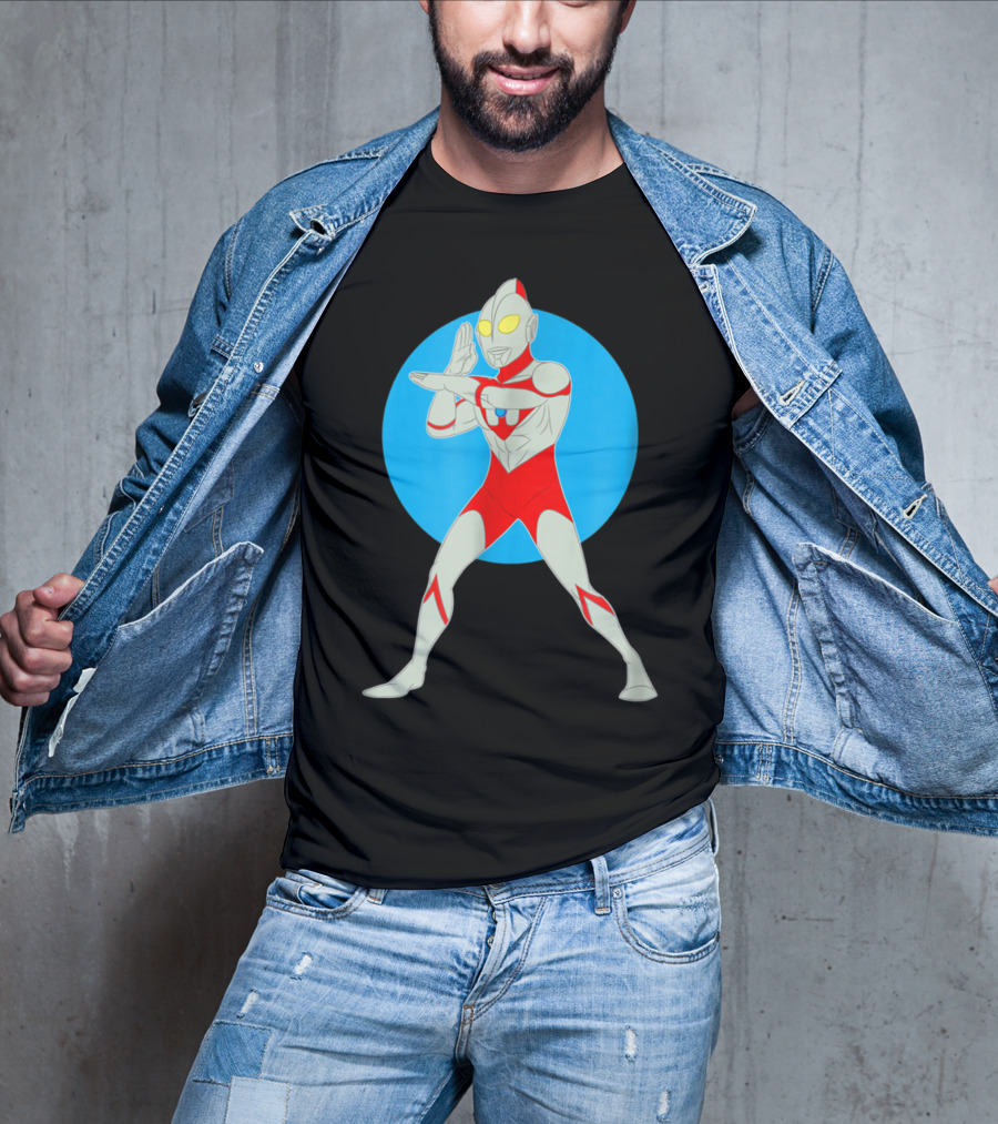 Ultraman Standing Pose With Blue Circle Background T-Shirt