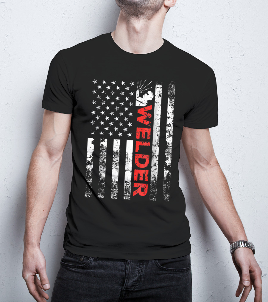 Welder USA Vintage American Flag Welding T-Shirt