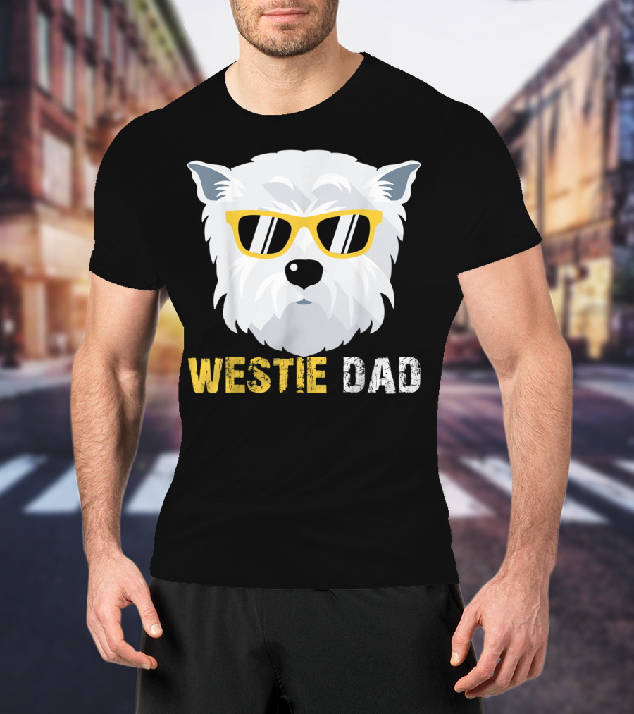 Westie Dad Dog Lovers Cool Sunglasses T-Shirt