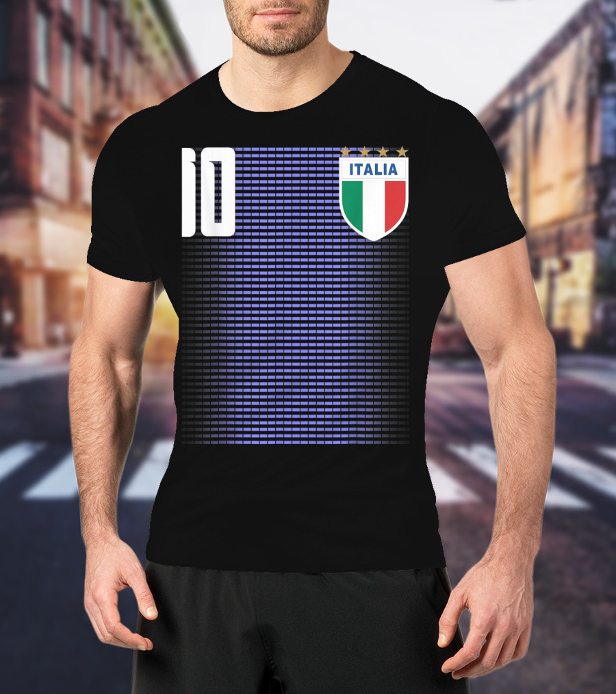 Italia Italian Italiano Italy Calcio Soccer Jersey Number 10 Crest With Stars T-Shirt