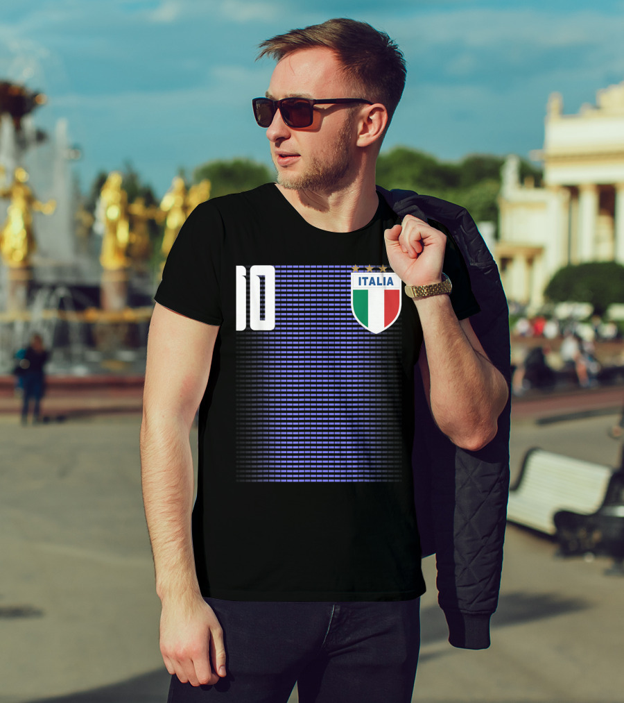 Italia Italian Italiano Italy Calcio Soccer Jersey Number 10 Crest With Stars T-Shirt