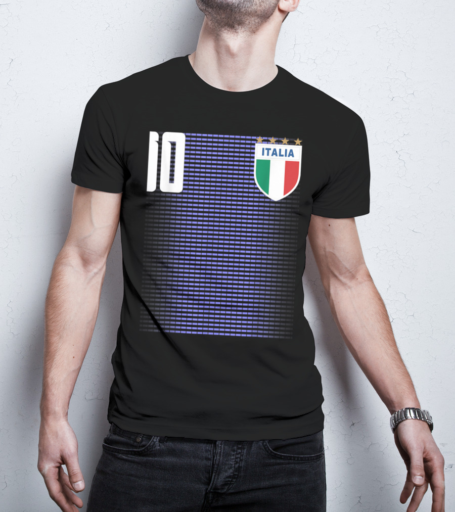 Italia Italian Italiano Italy Calcio Soccer Jersey Number 10 Crest With Stars T-Shirt