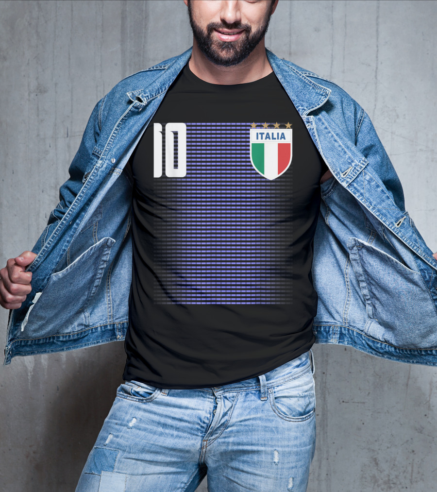 Italia Italian Italiano Italy Calcio Soccer Jersey Number 10 Crest With Stars T-Shirt