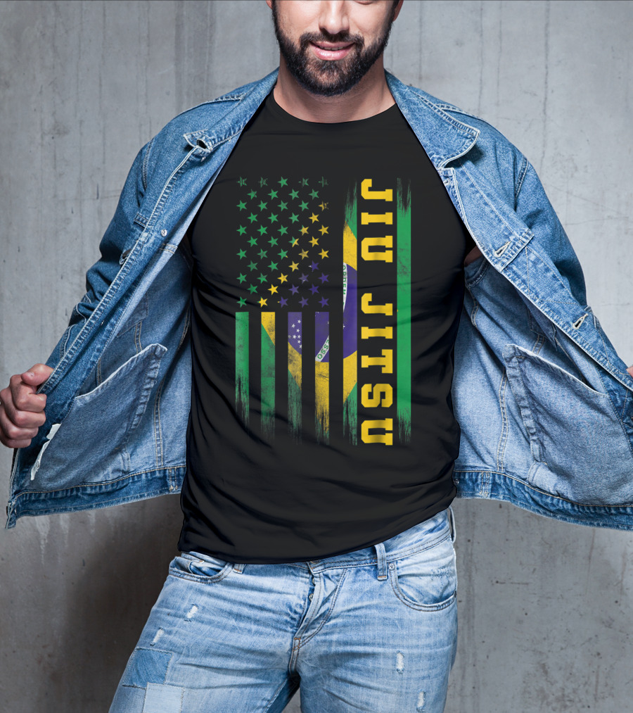 Jiu Jitsu Brazilian BJJ Brazil United States Flag T-Shirt
