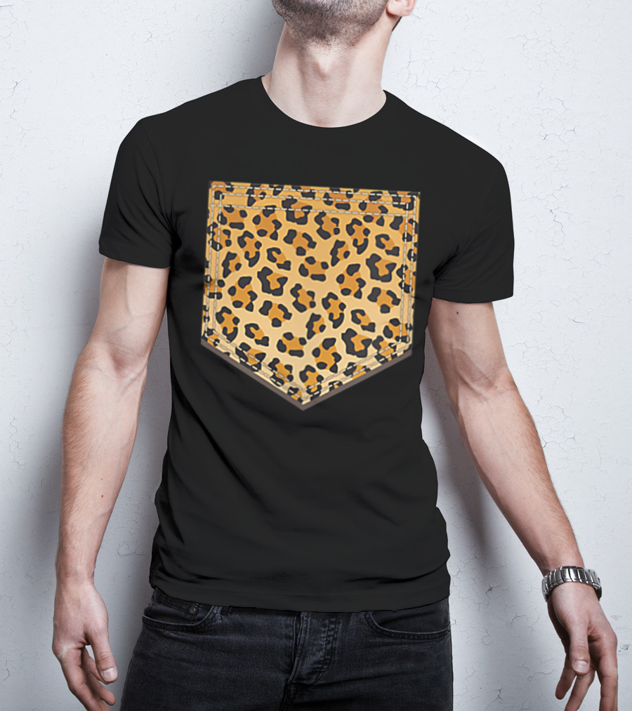 Leopard Print Pocket Cool Animal Lover Cheeta T-Shirt