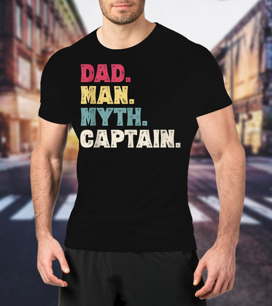 Dad Man Myth Captain Funny Father's Day Vintage T-Shirt