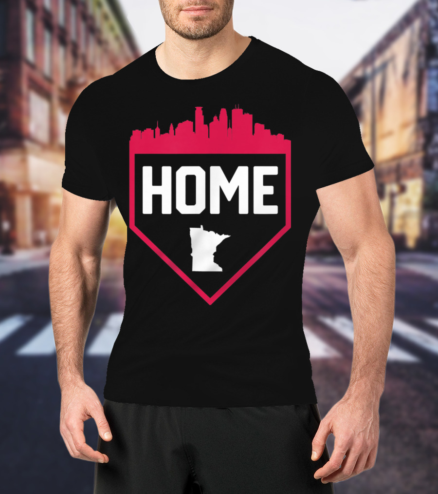 Minneapolis Minnesota Home Plate Baseball Skyline T-Shirt