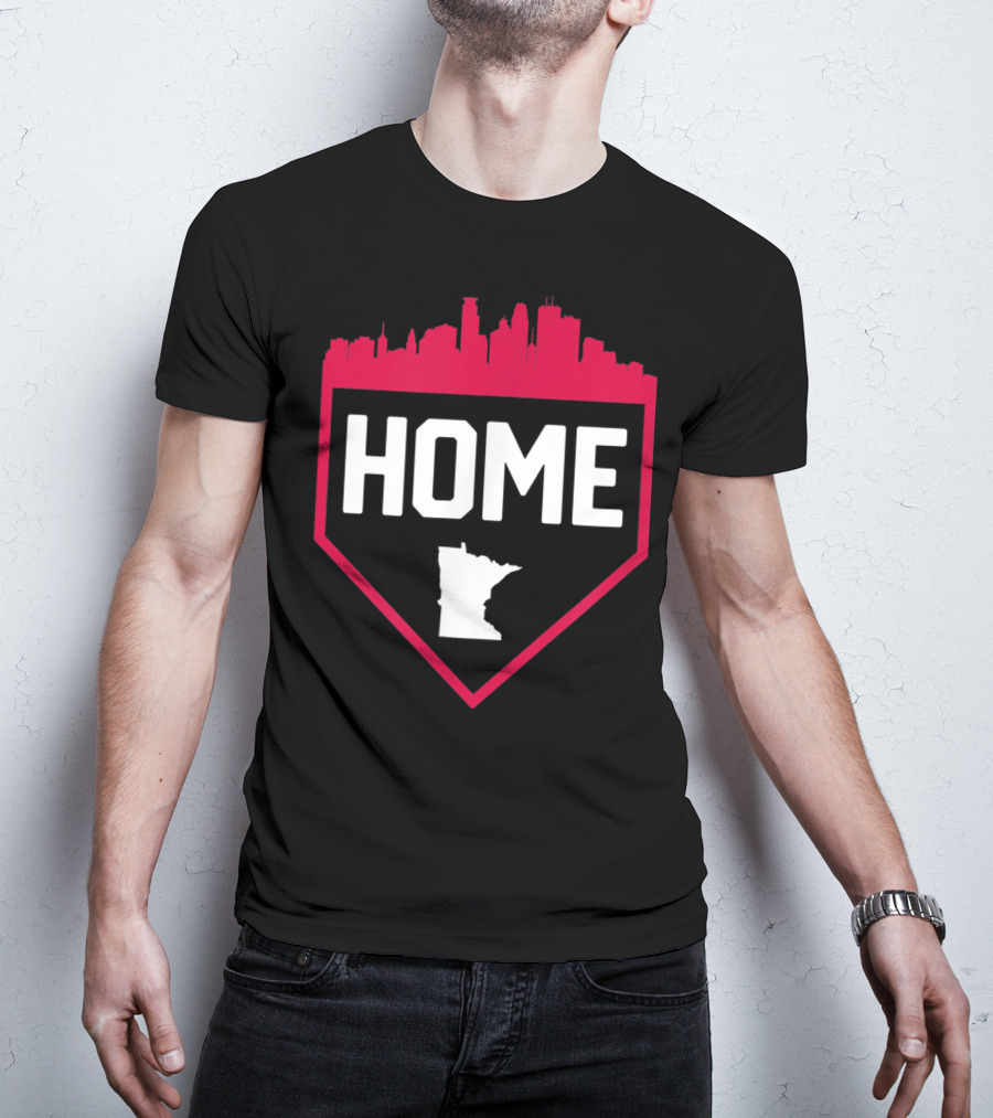 Minneapolis Minnesota Home Plate Baseball Skyline T-Shirt