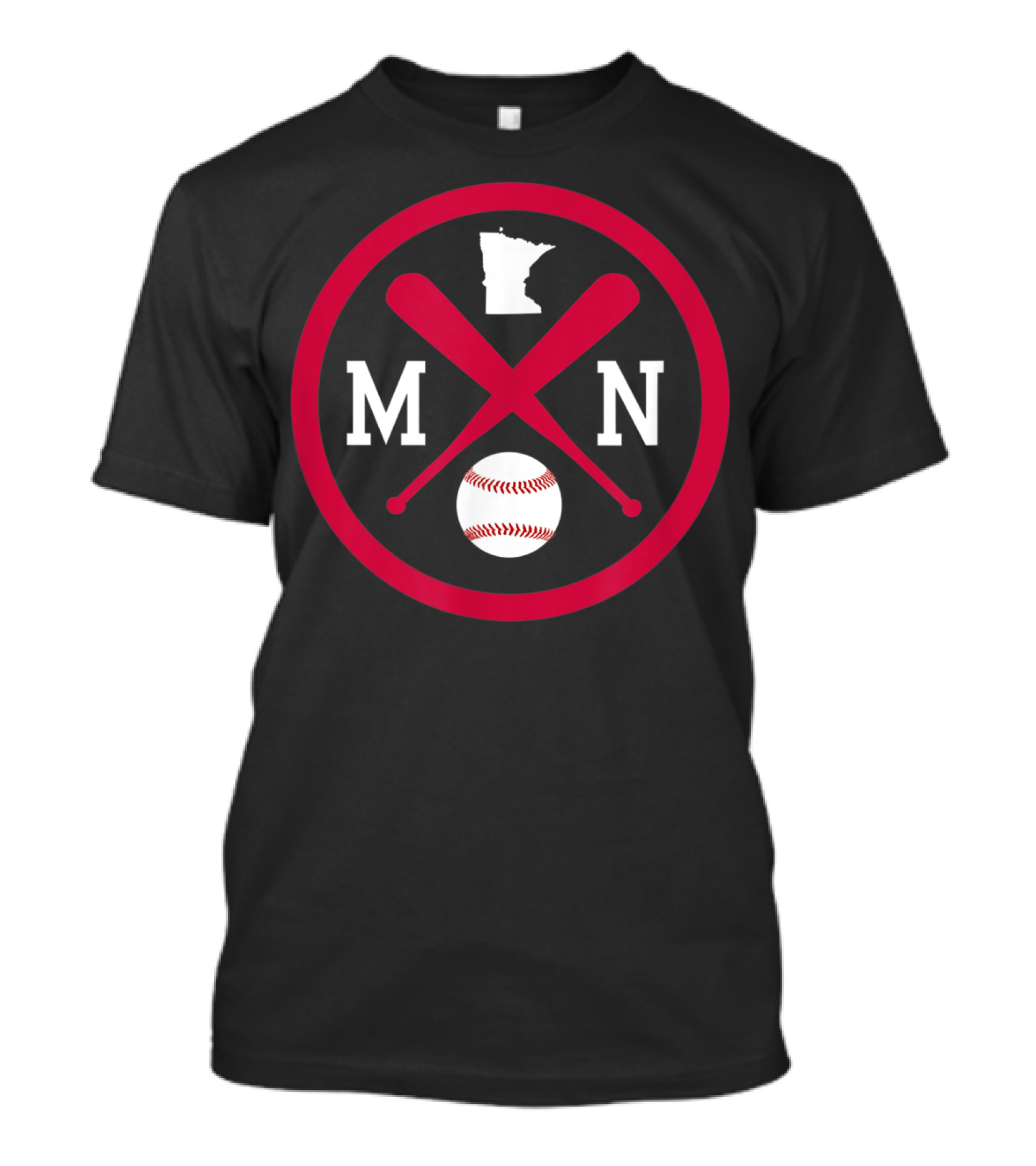 Minnesota MN Baseball Bats State Outline With Ball T-Shirt