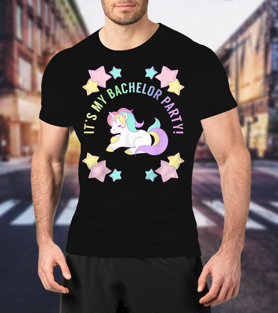 IT'S MY BACHELOR PARTY Unicorn And Stars T-Shirt