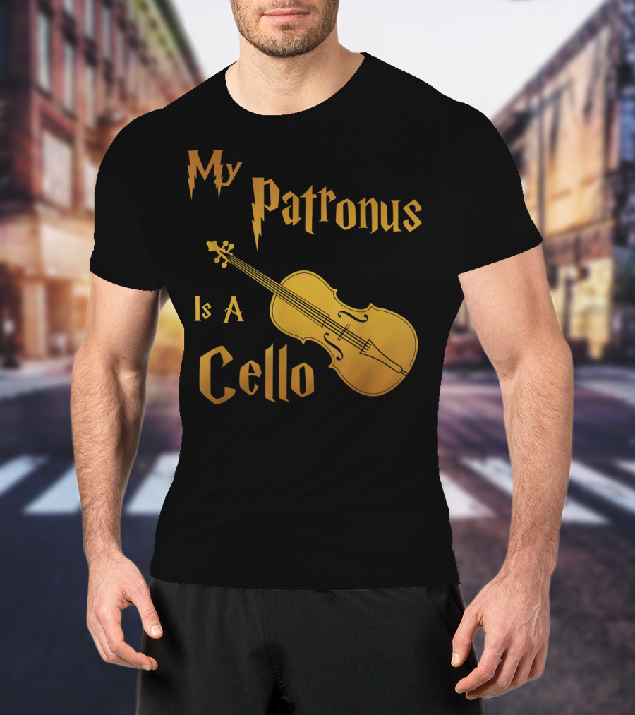 My Patronus Is A Cello For Cello Players With Lightning Font Inspired By Fantasy Magic T-Shirt