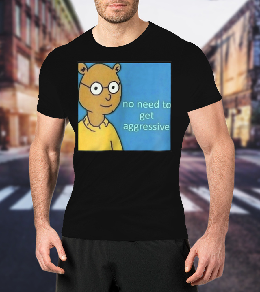 No Need To Get Aggressive Meme Bear Funny Aesthetic T-Shirt