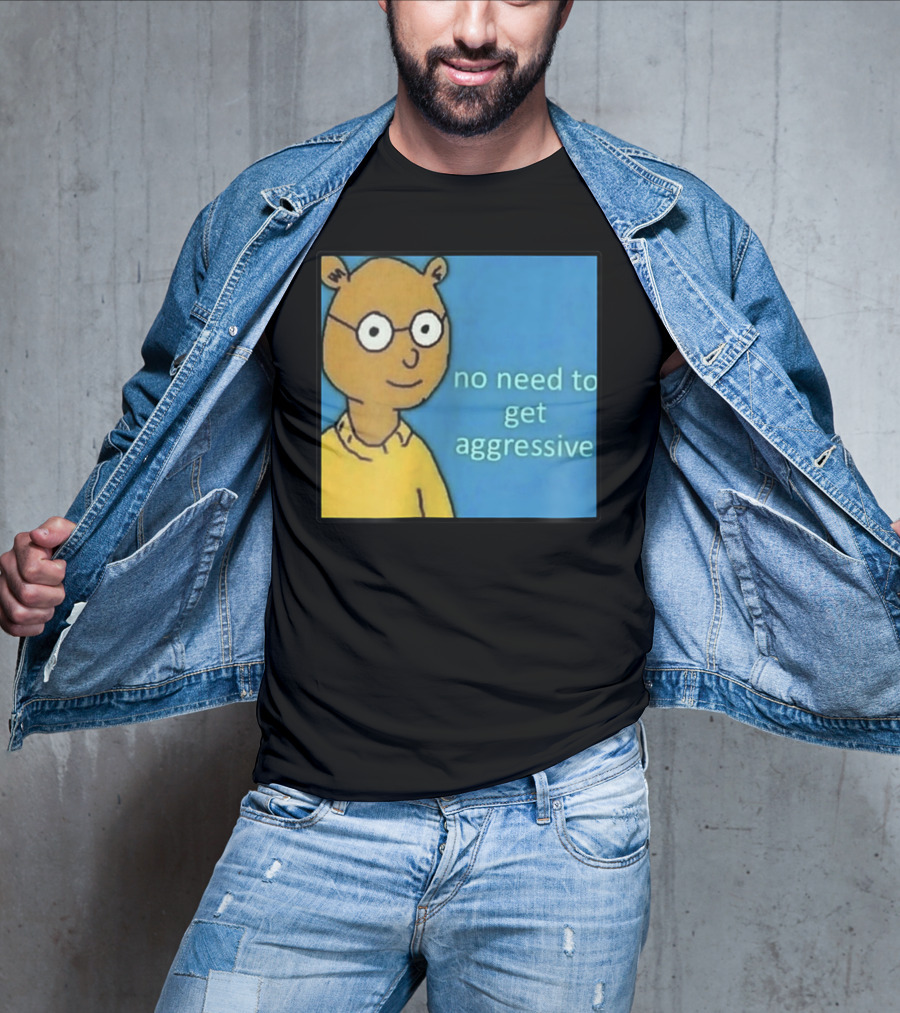 No Need To Get Aggressive Meme Bear Funny Aesthetic T-Shirt