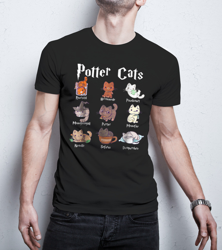 Potter Cats Pawter Kitten Purrfect Meowgonagall Hermiaownle Dumblepurr Pawdamort T-Shirt