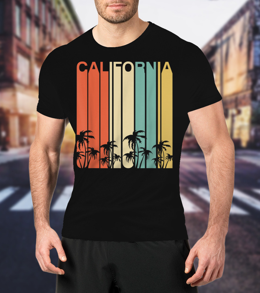 California Retro Surf Vintage 80s Beach Palms T-Shirt