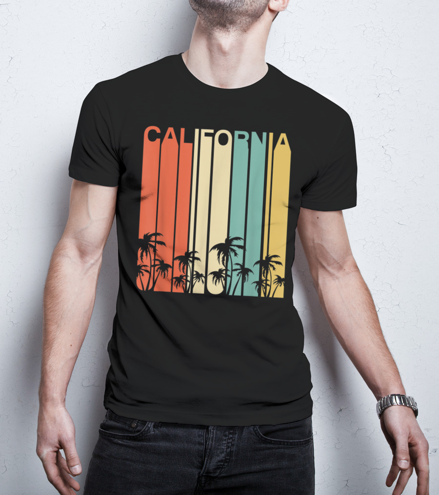 California Retro Surf Vintage 80s Beach Palms T-Shirt