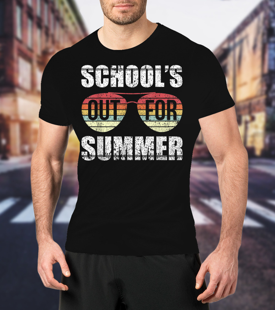 Retro Aviator Sunglasses School's Out For Summer Last Day Of School T-Shirt