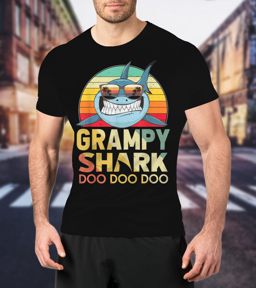 Grampy Shark Doo Doo Doo Retro Vintage T-Shirt