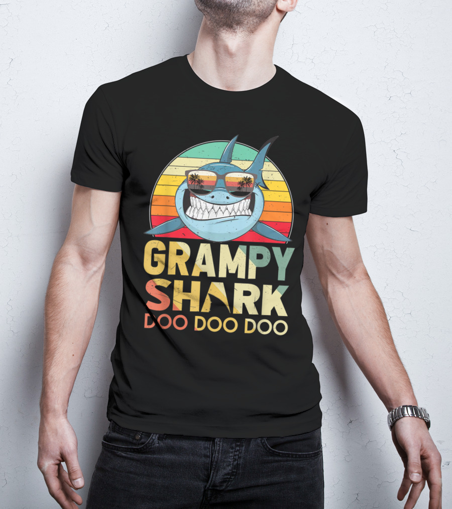 Grampy Shark Doo Doo Doo Retro Vintage T-Shirt