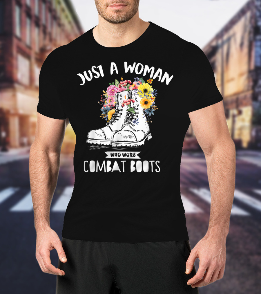 Just A Woman Who Wore Combat Boots Retro Vintage T-Shirt